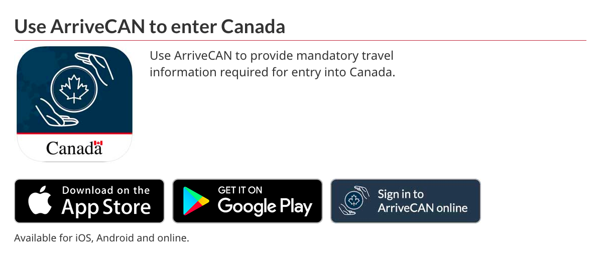 カナダ入国　アプリ